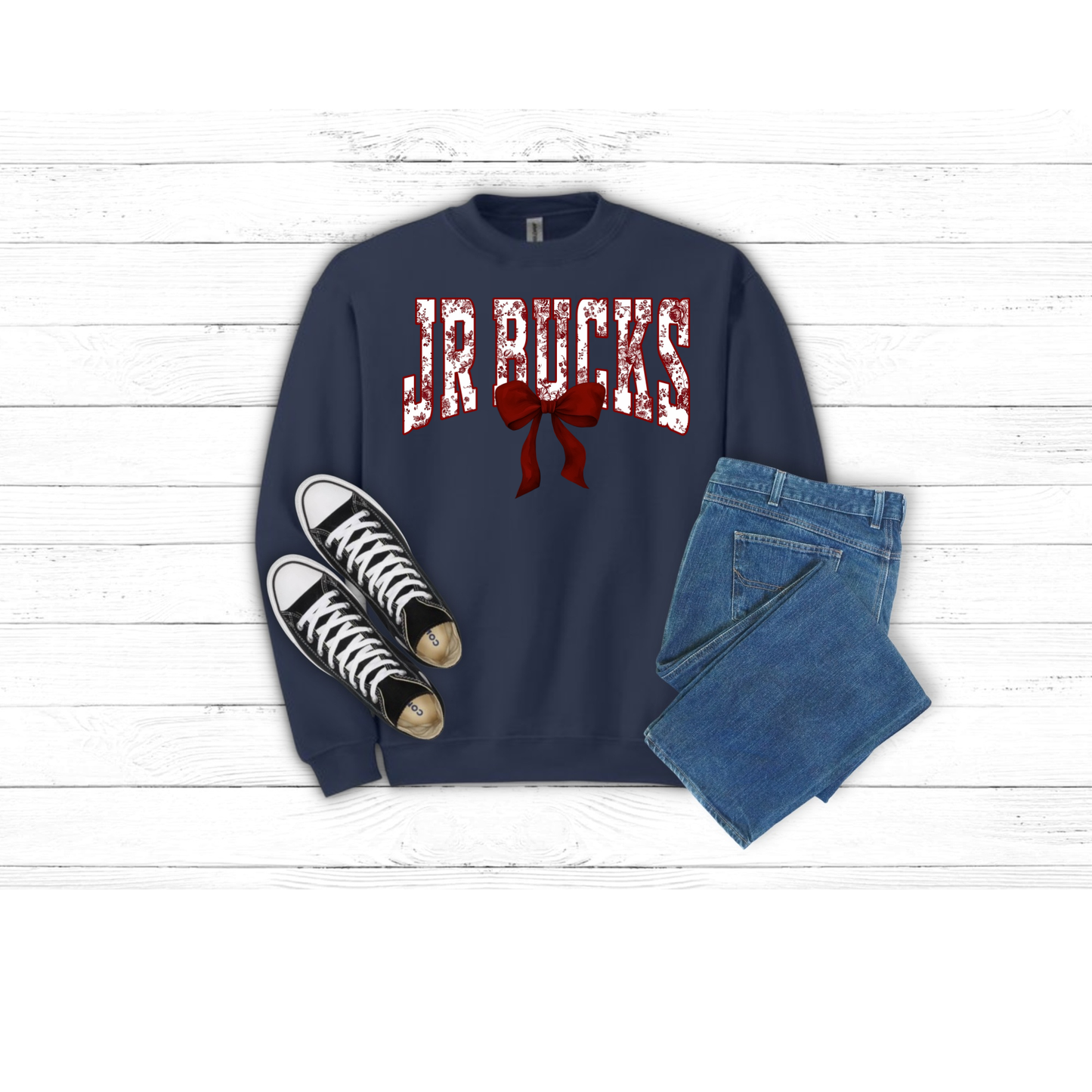 Adult Jr Bucks Floral Maroon - Crewneck