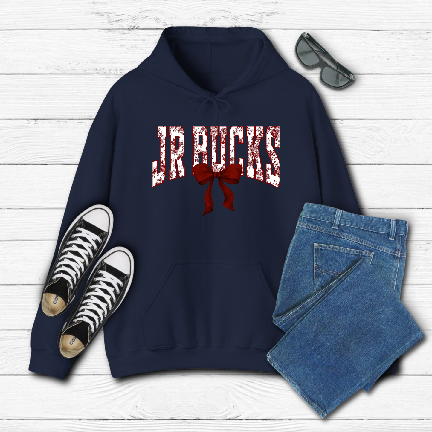 Adult Jr Bucks Floral Maroon - Hoodie