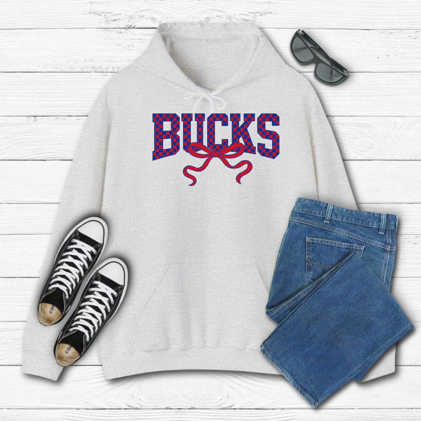 Adult Checkered BUCKS with bow - Hoodie