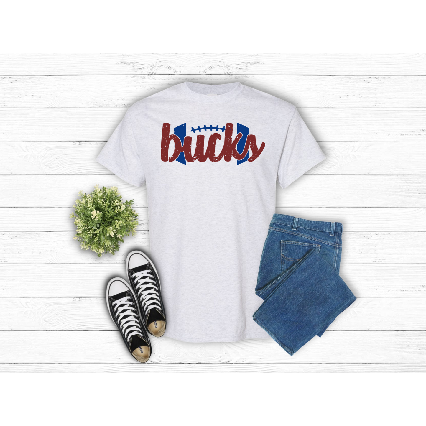 Adult Football w BUCKS inside - T-Shirt