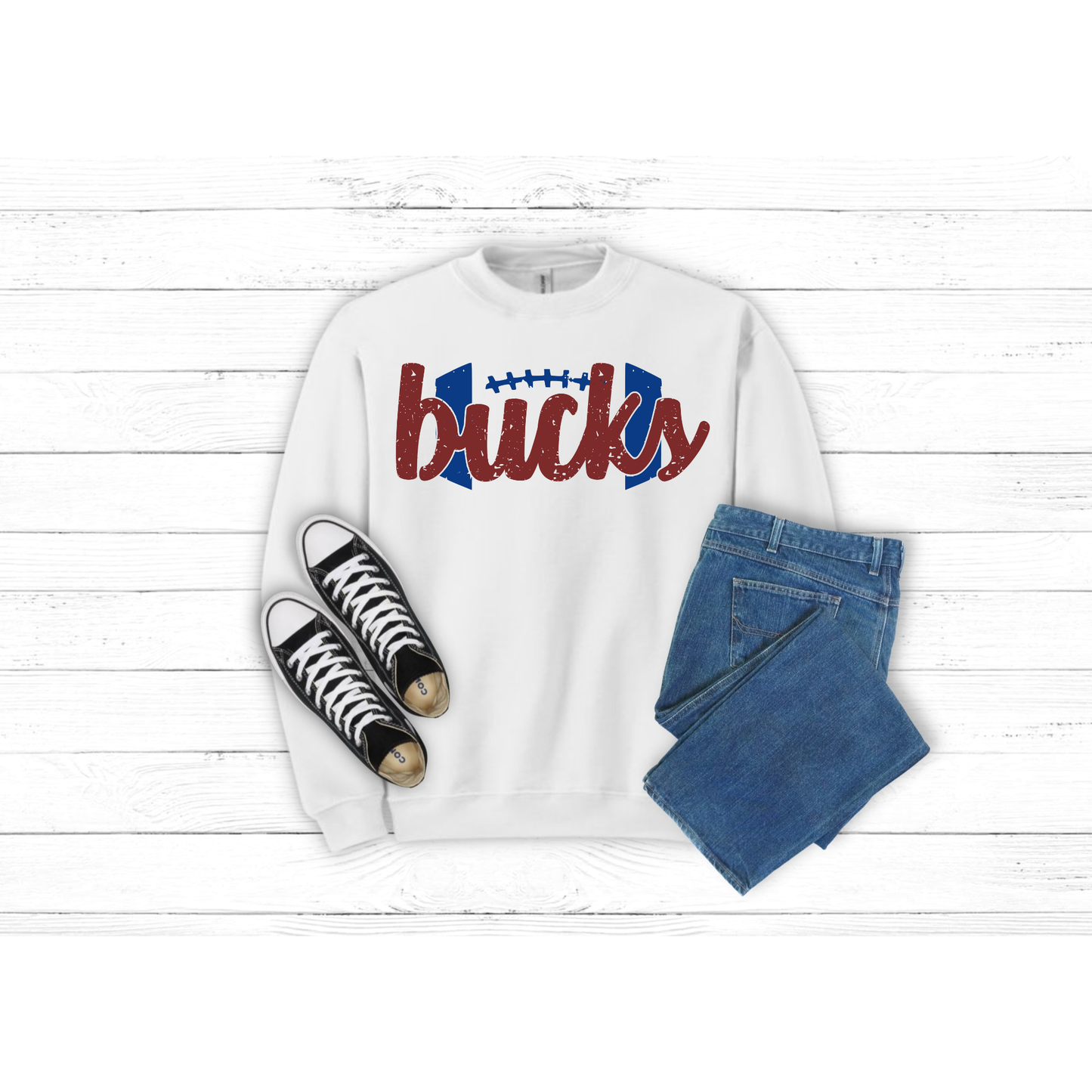 Adult Football w BUCKS inside - Crewneck