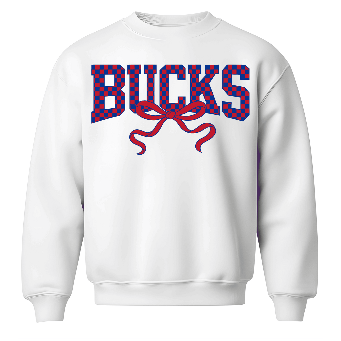 Adult BUCKS Checkered with Bow - Crewneck