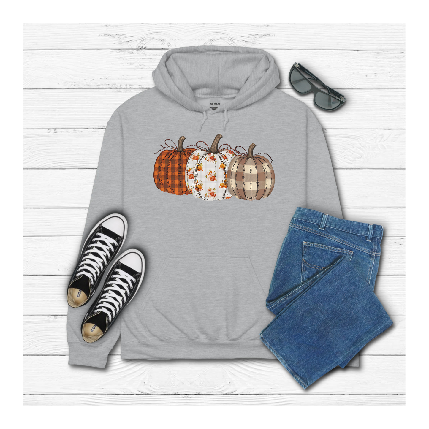 Fall Patched Pumpkins - Hoodie