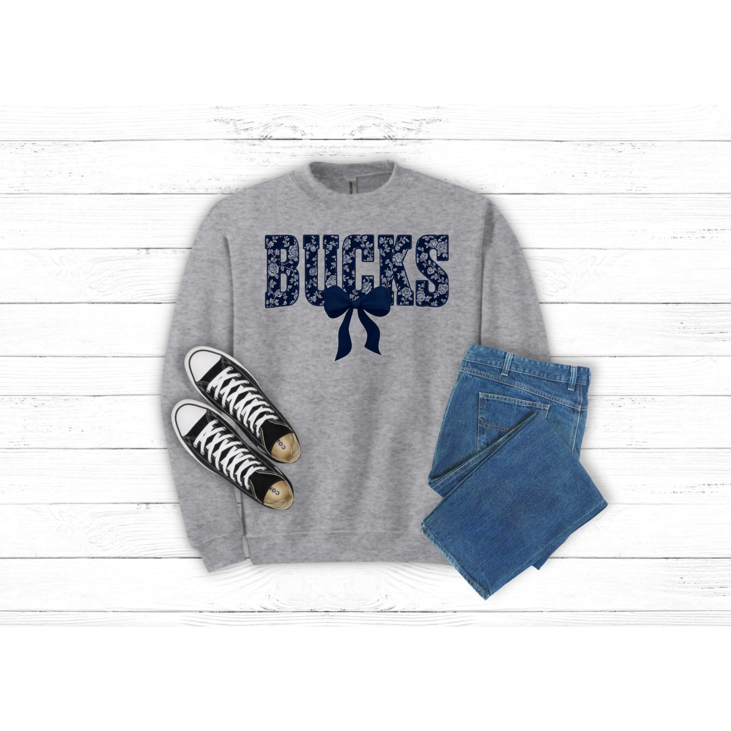 Blue Floral BUCKS - Crewneck