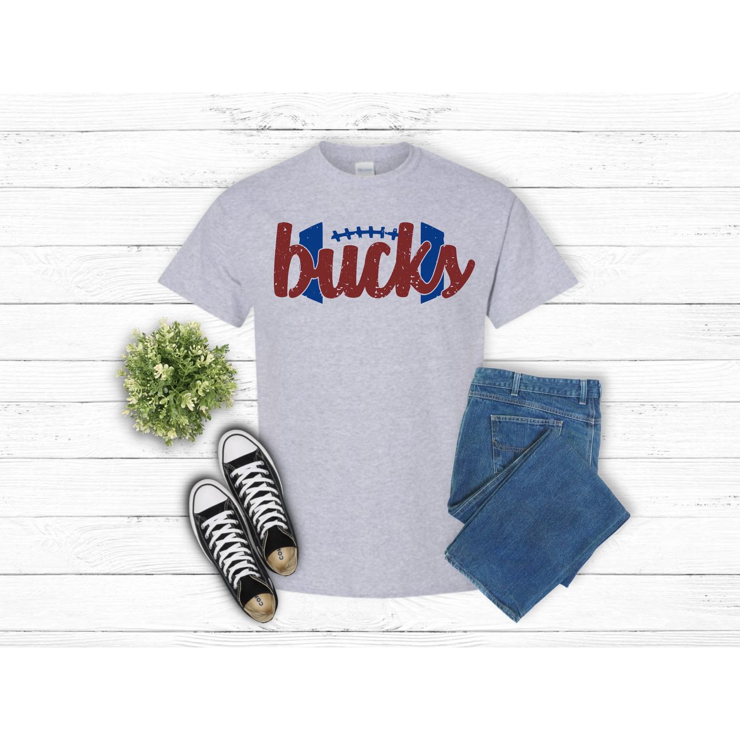 Adult Football w BUCKS inside - T-Shirt