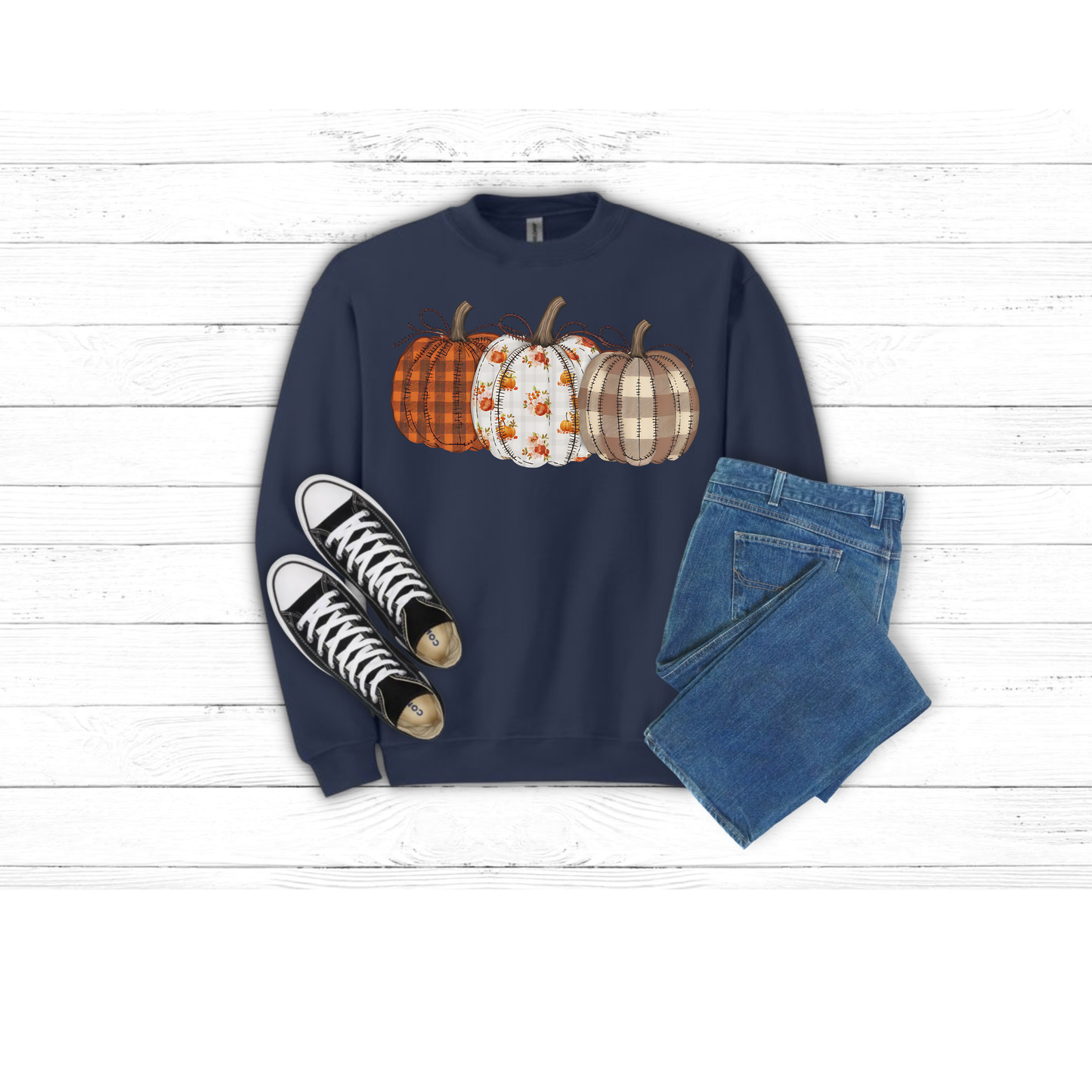 Fall Patched Pumpkins - Crewneck