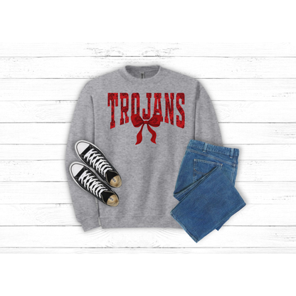 Adult Floral Red TROJANS - Crewneck