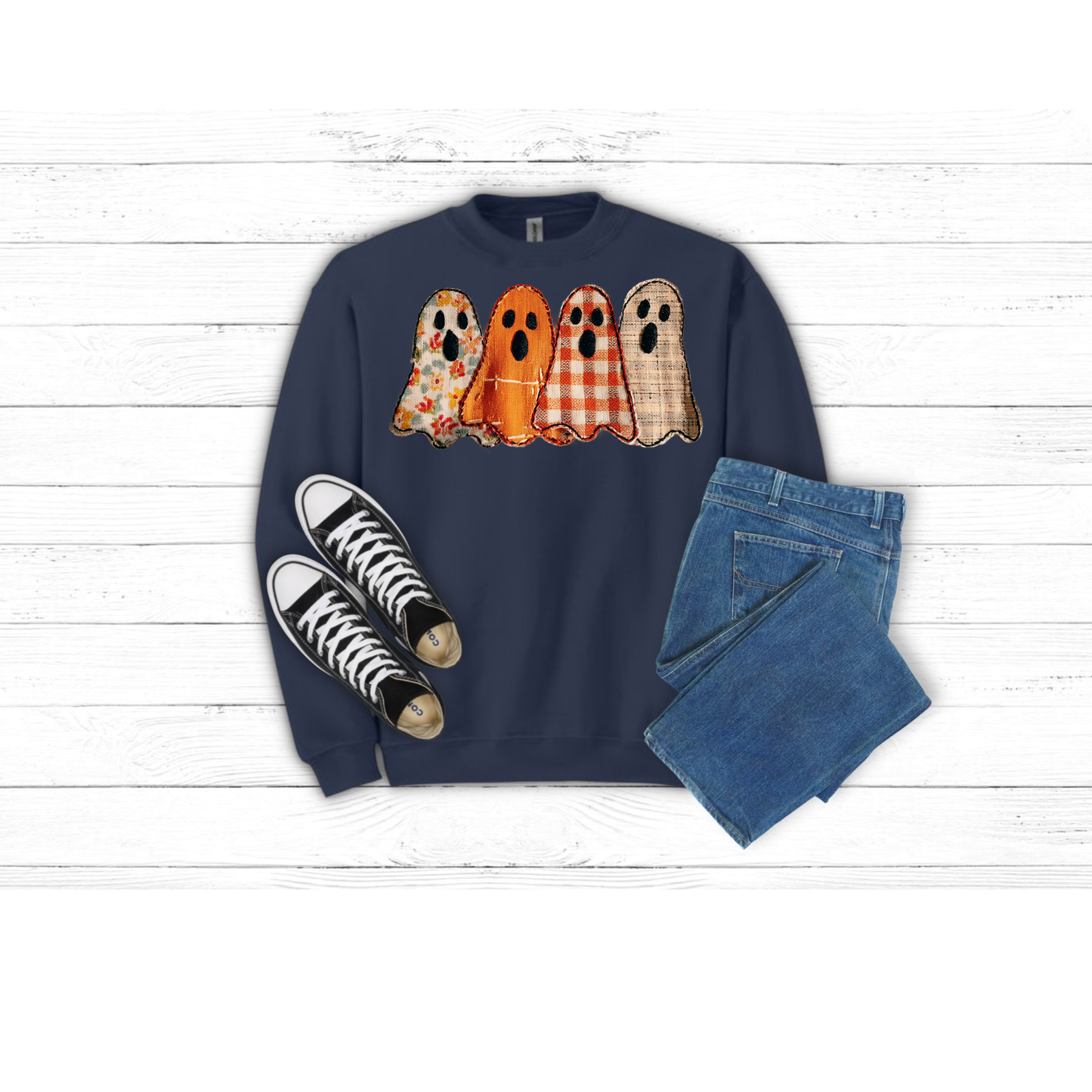 Fall Patched Ghost - Crewneck