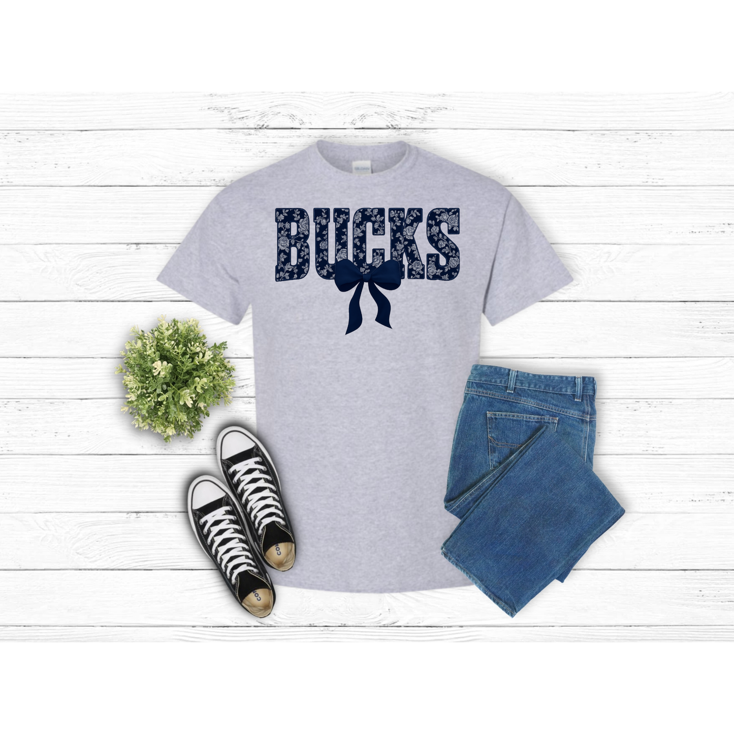 Blue Floral BUCKS - T-Shirt