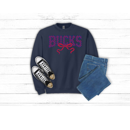 Adult Checkered BUCKS with bow - Crewneck