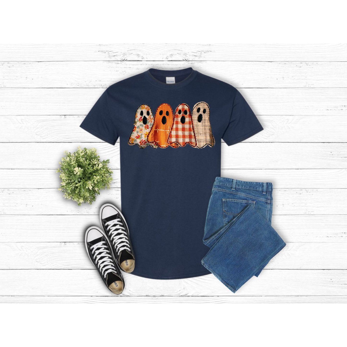 Fall Patched Ghost - T-Shirt