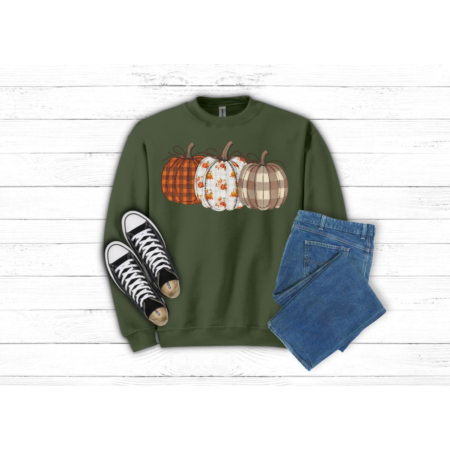 Fall Patched Pumpkins - Crewneck