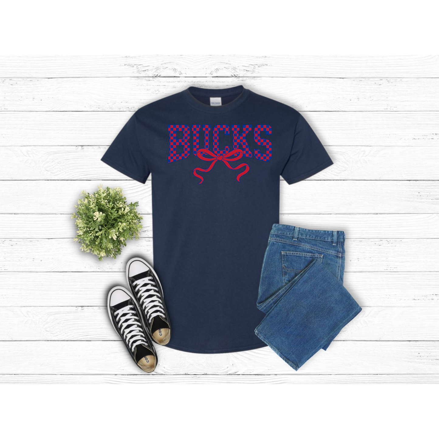 Checkered BUCKS with bow - T-Shirt