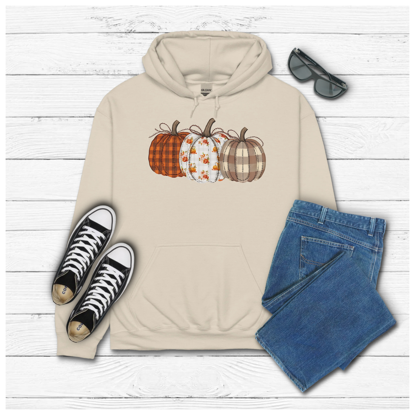 Fall Patched Pumpkins - Hoodie
