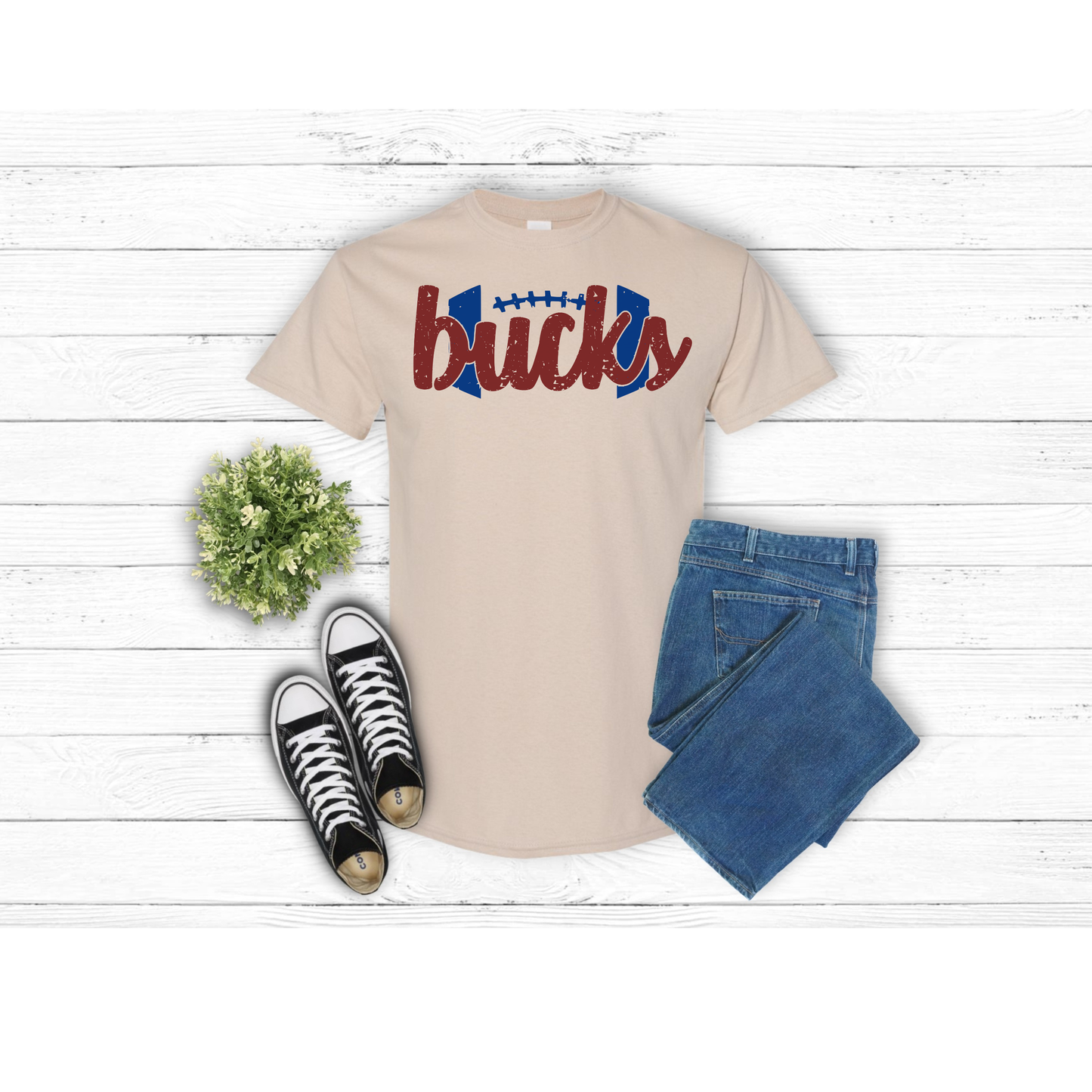 Adult Football w BUCKS inside - T-Shirt
