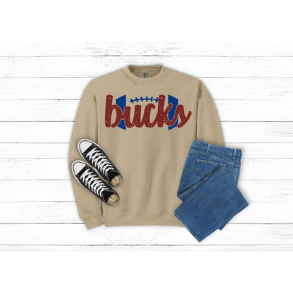 Adult Football w BUCKS inside - Crewneck