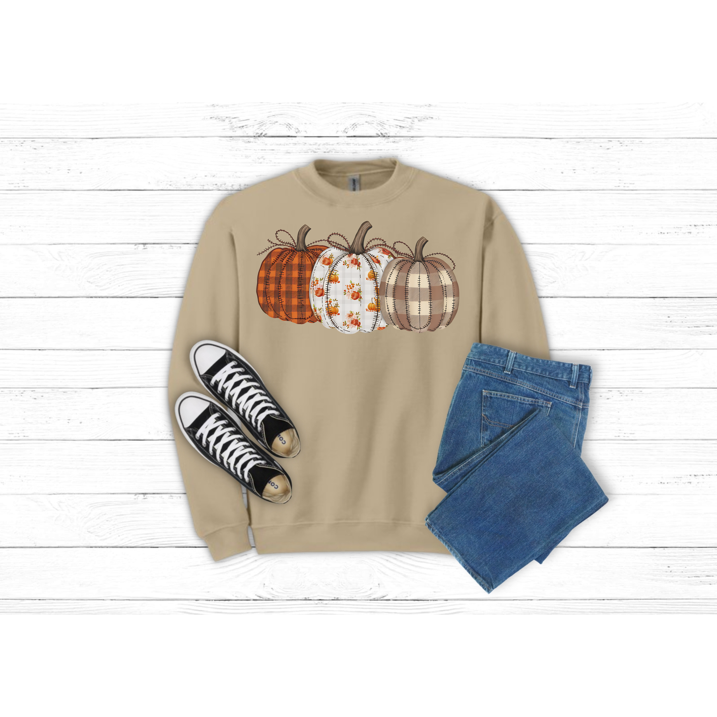 Fall Patched Pumpkins - Crewneck
