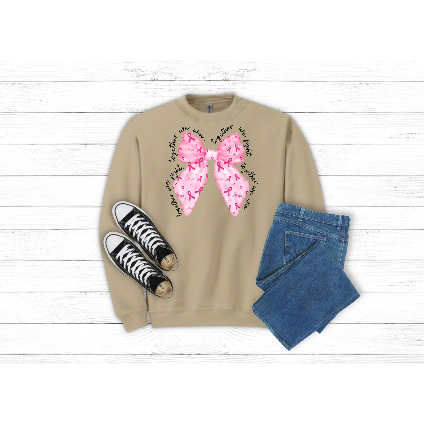 Cancer Together Bow - Crewneck