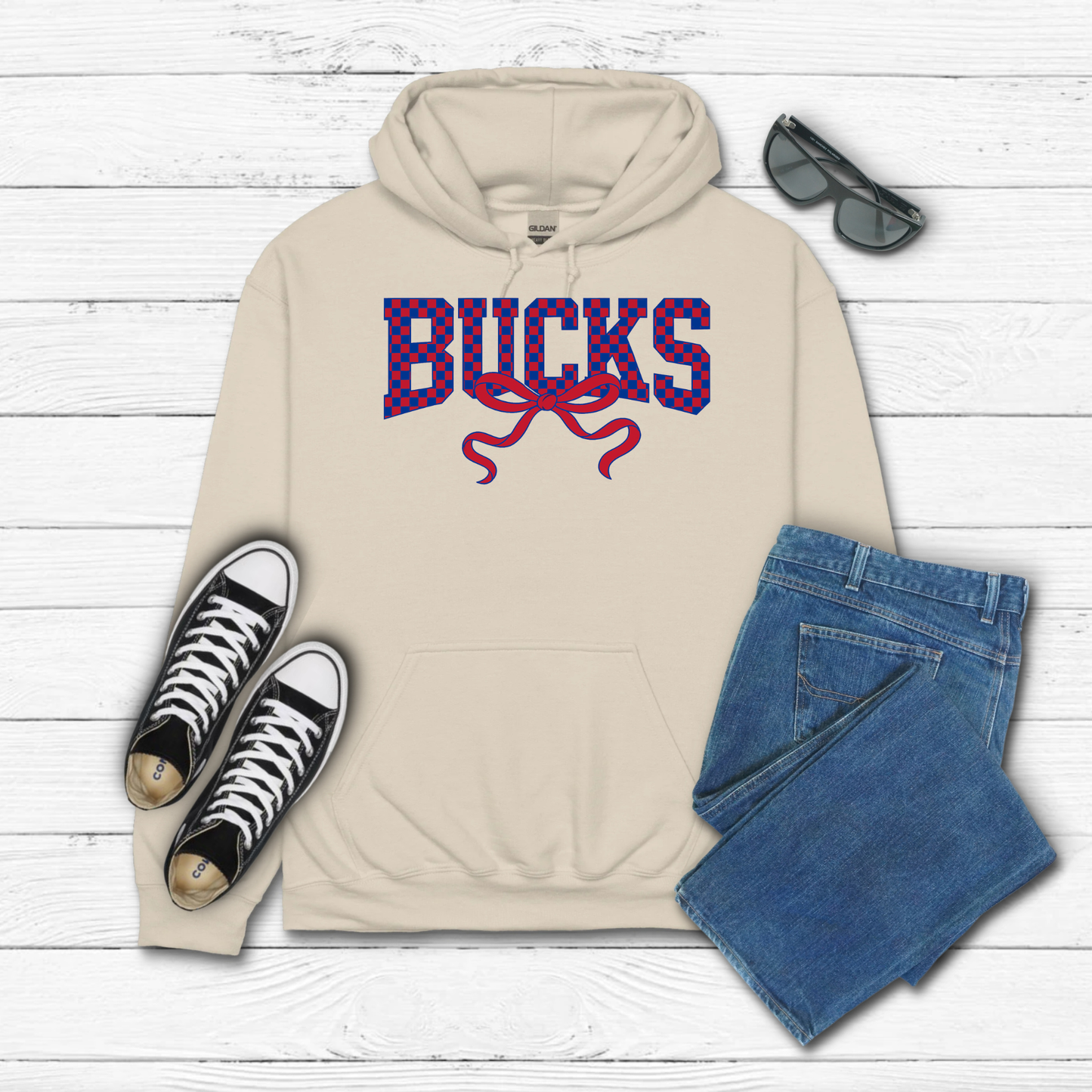 Checkered BUCKS with bow - Hoodie