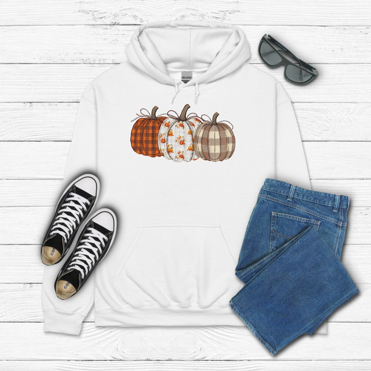 Fall Patched Pumpkins - Hoodie