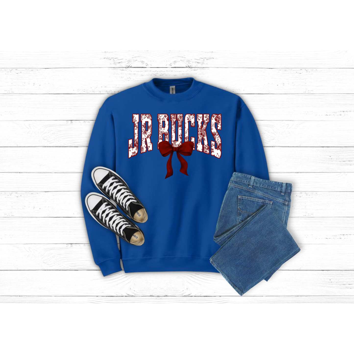 Jr Bucks Floral Maroon - Crewneck