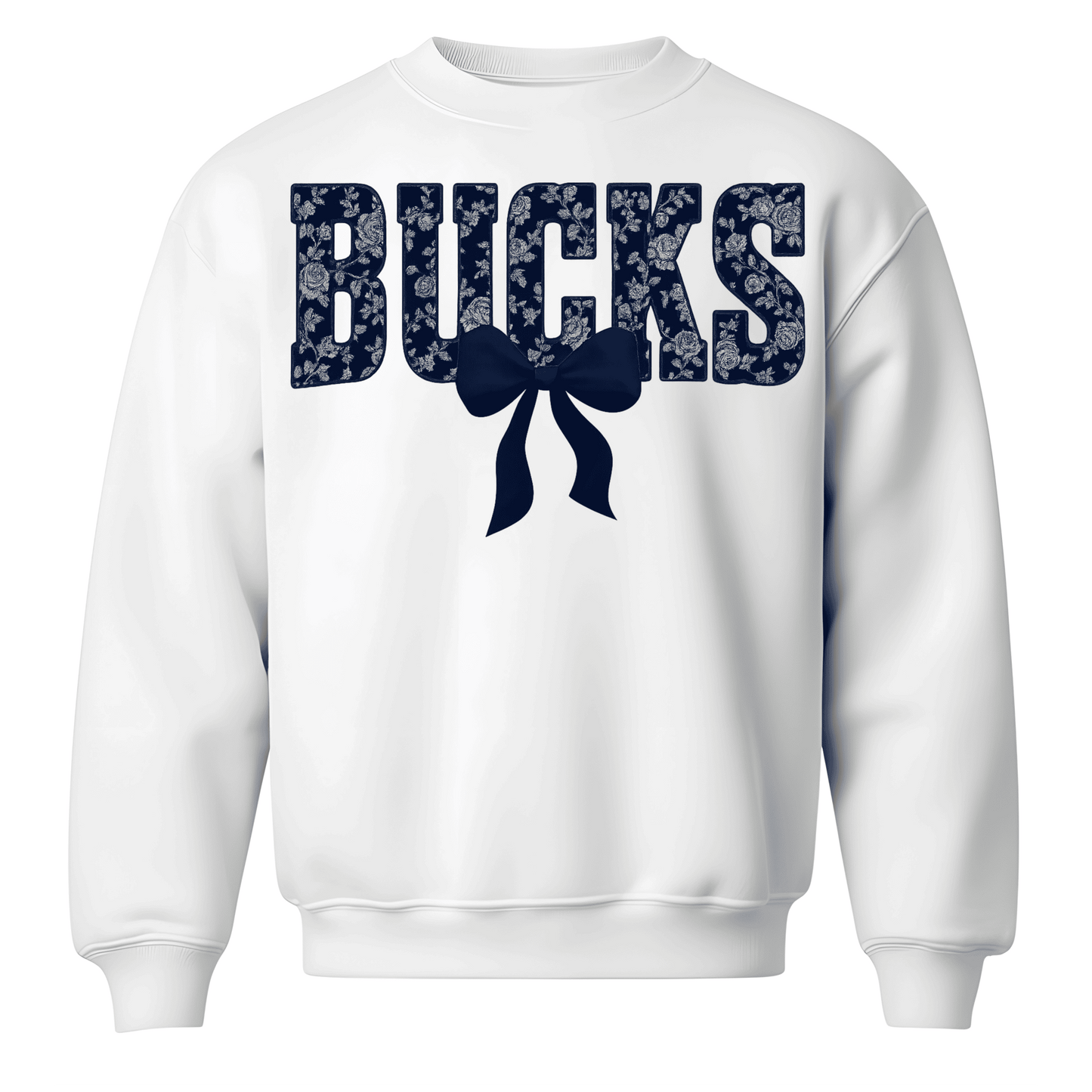 BUCKS Floral Blue with Bow - Crewneck
