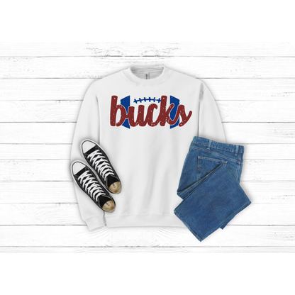 Adult Football w BUCKS inside - Crewneck