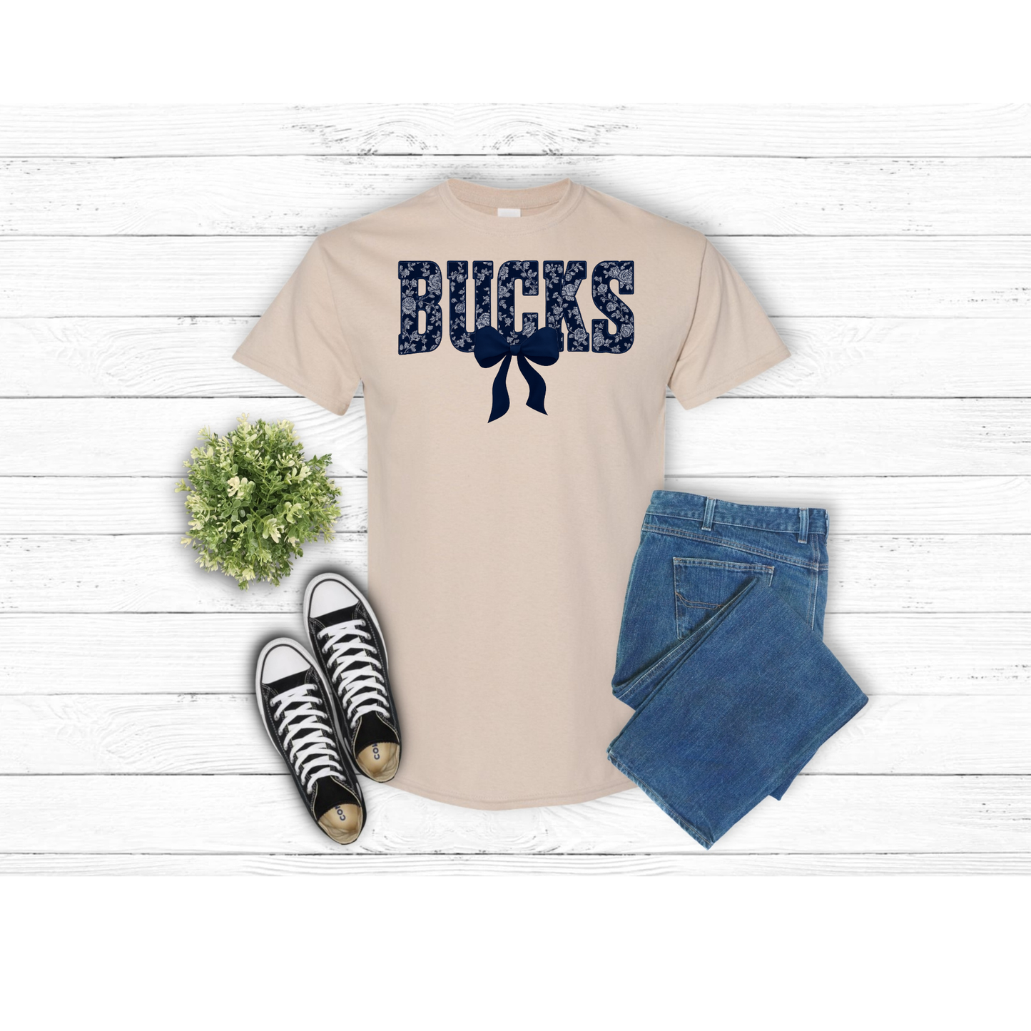 Blue Floral BUCKS - T-Shirt