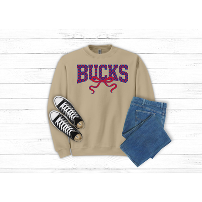 Adult Checkered BUCKS with bow - Crewneck