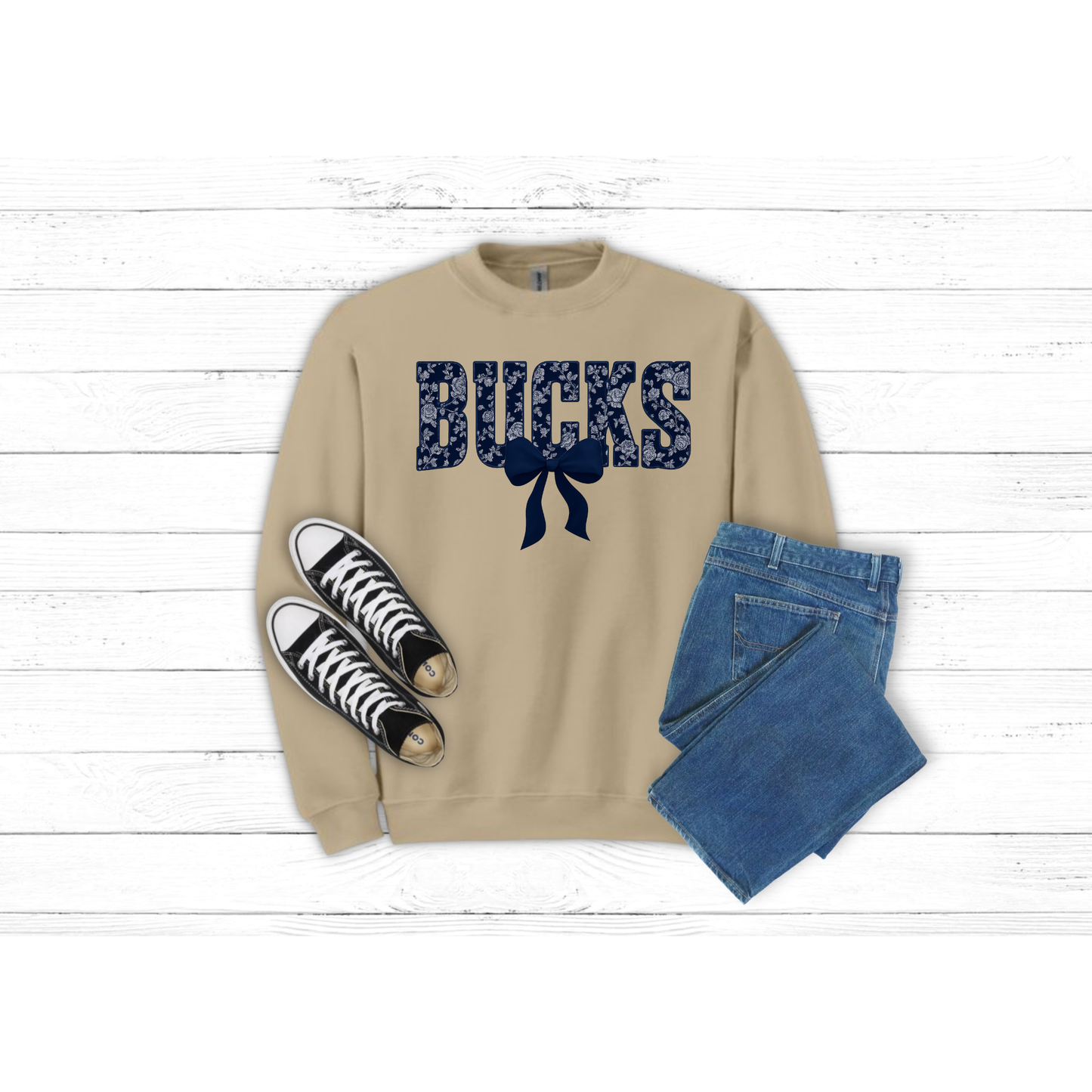 Blue Floral BUCKS - Crewneck