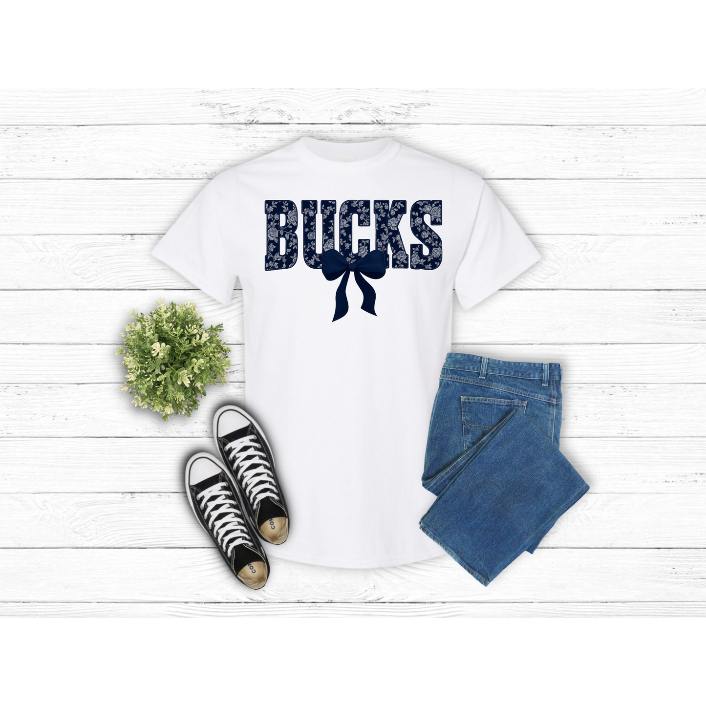 Blue Floral BUCKS - T-Shirt