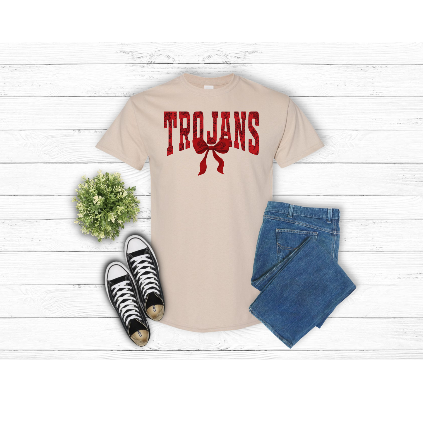 Floral Red TROJANS - T-Shirt