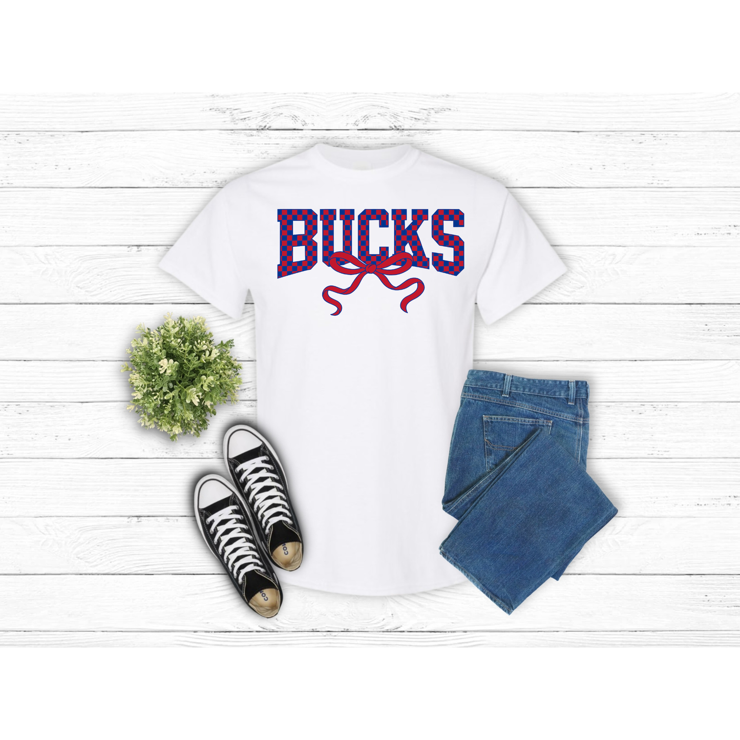 Checkered BUCKS with bow - T-Shirt