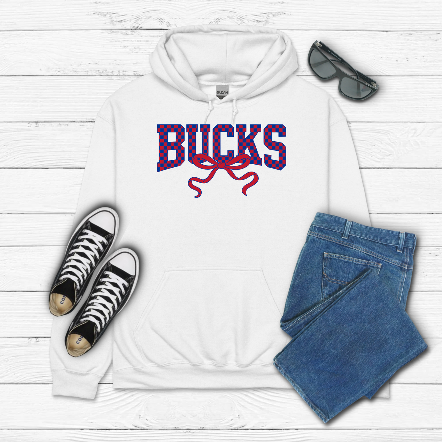 Checkered BUCKS with bow - Hoodie