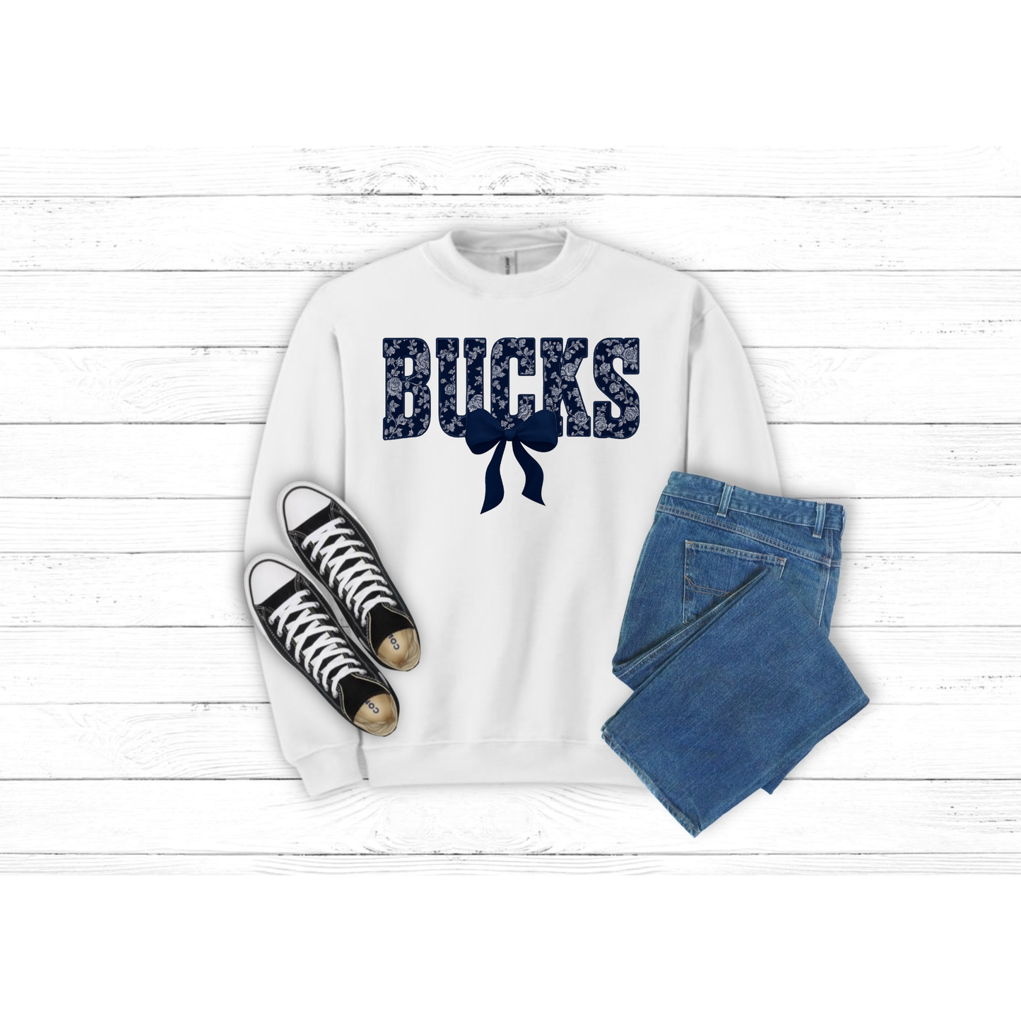 Blue Floral BUCKS - Crewneck