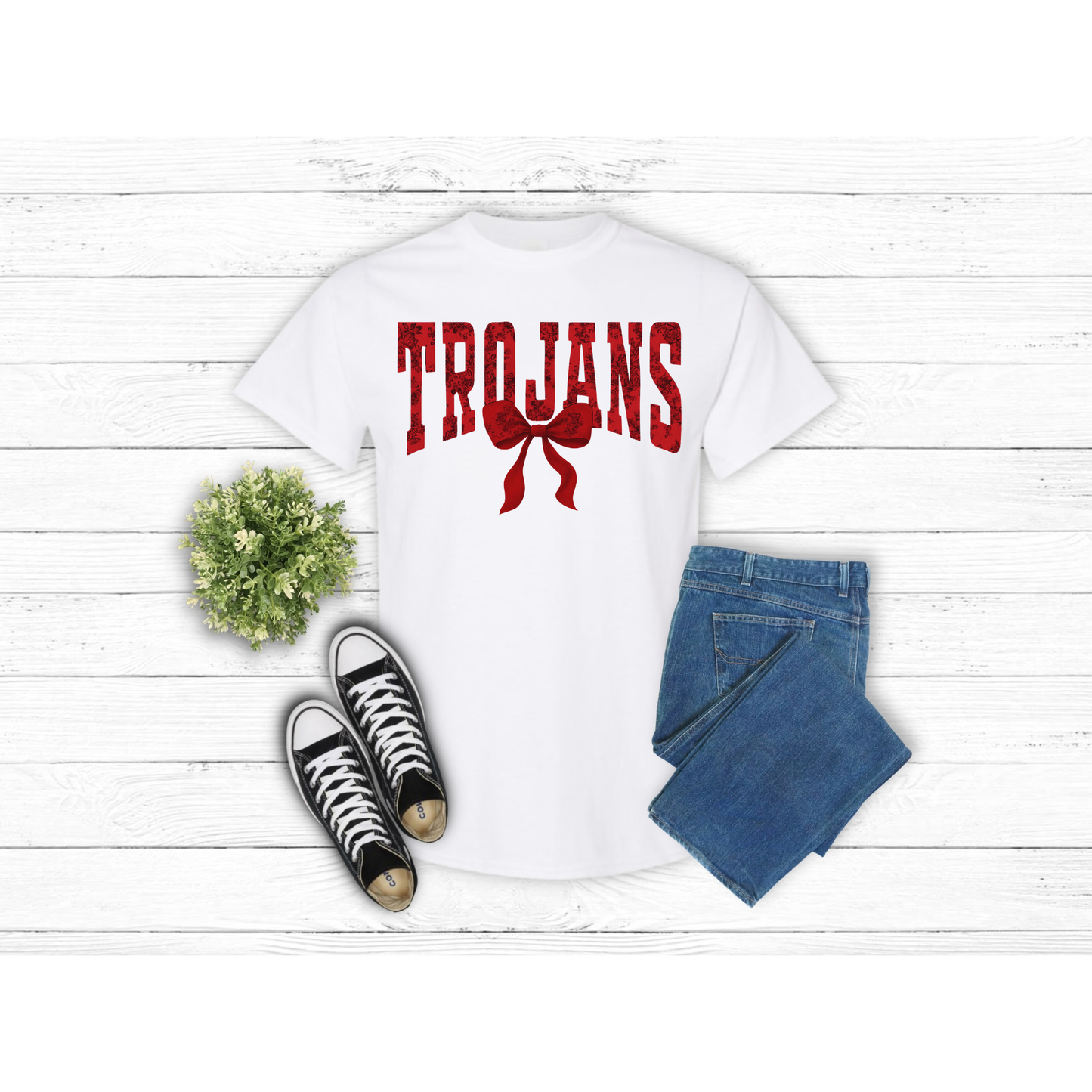 Floral Red TROJANS - T-Shirt