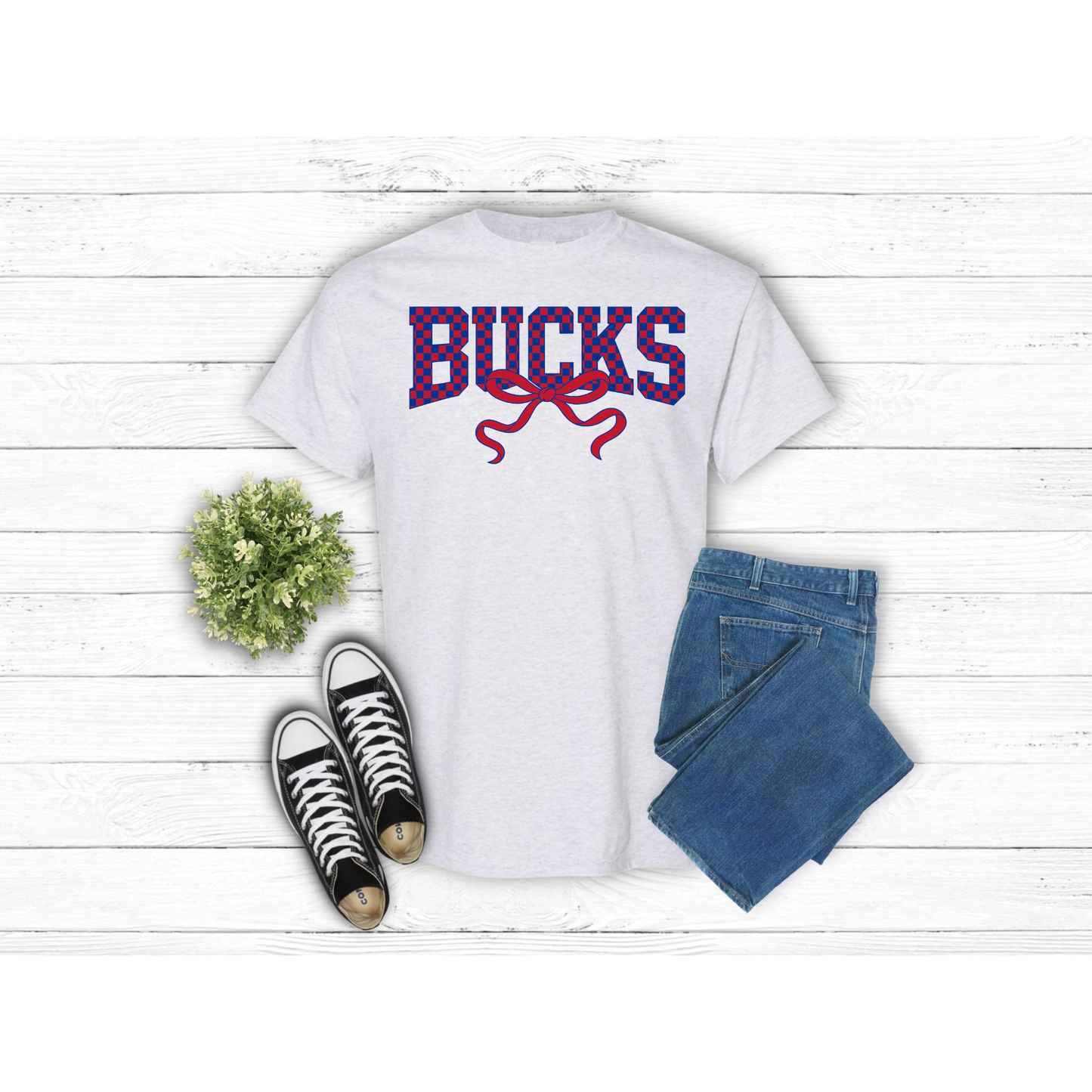 Checkered BUCKS with bow - T-Shirt
