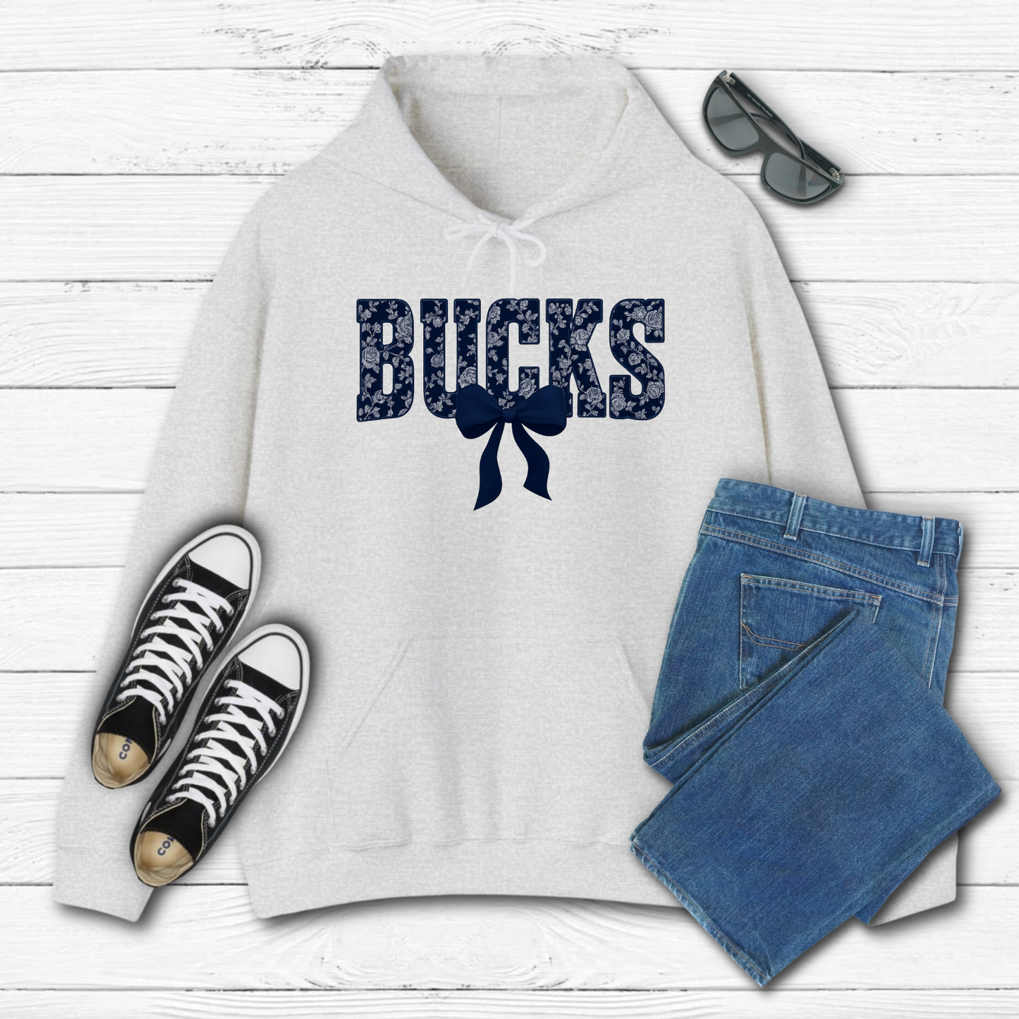 Adult Blue Floral BUCKS - Hoodie