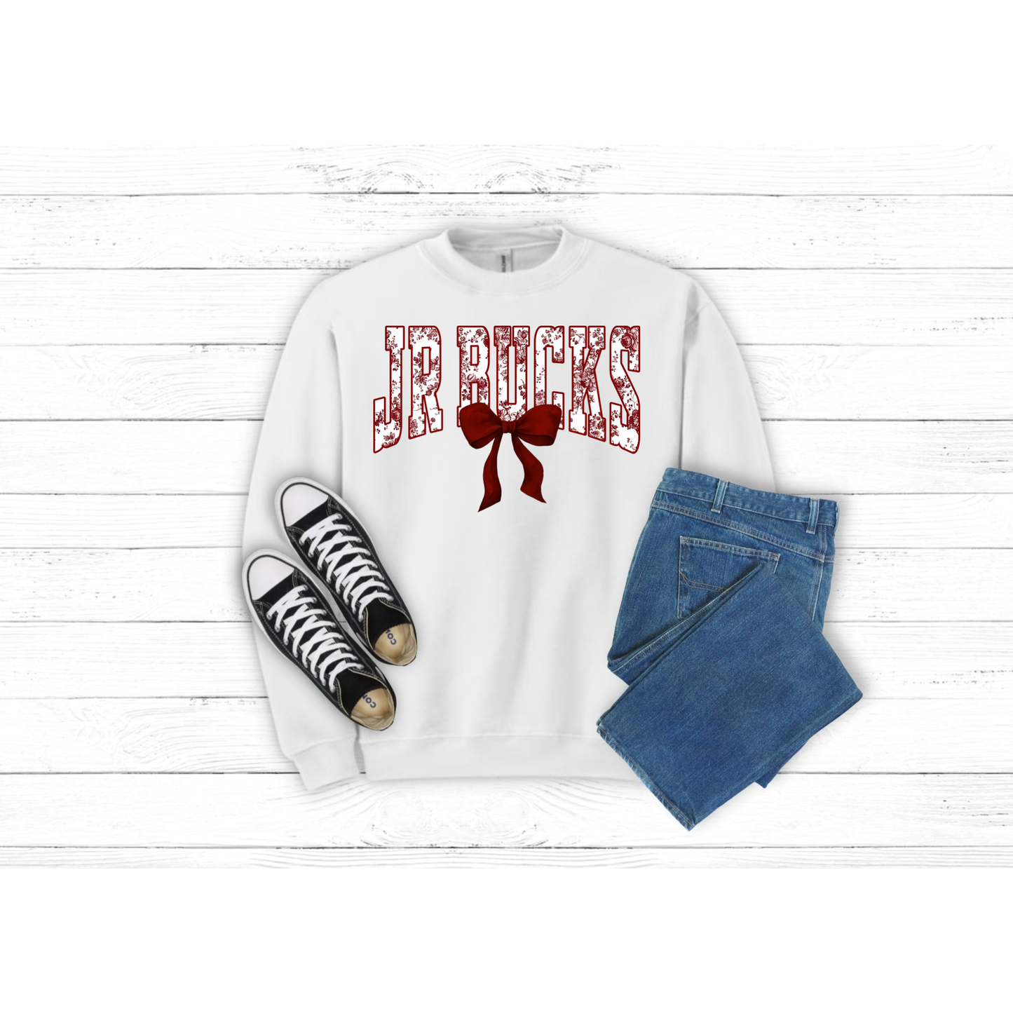 Jr Bucks Floral Maroon - Crewneck