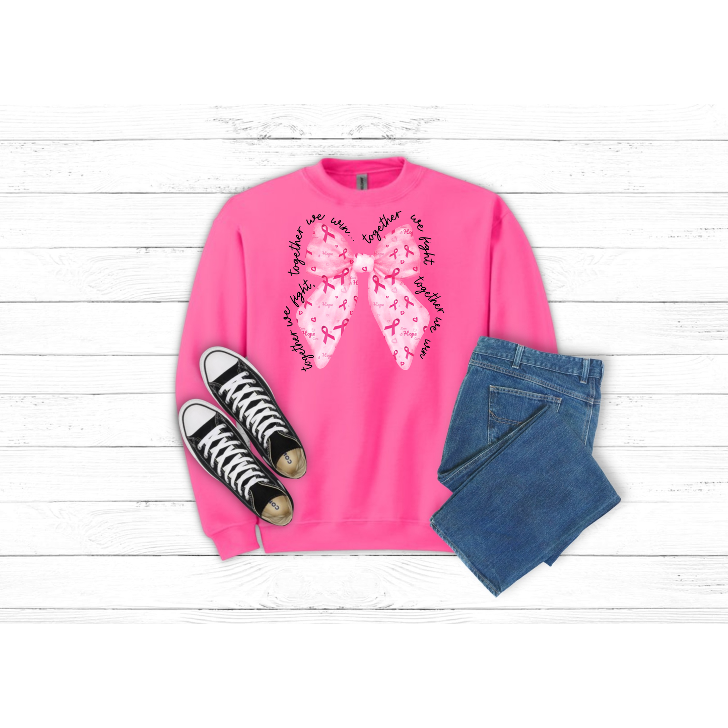 Cancer Together Bow - Crewneck