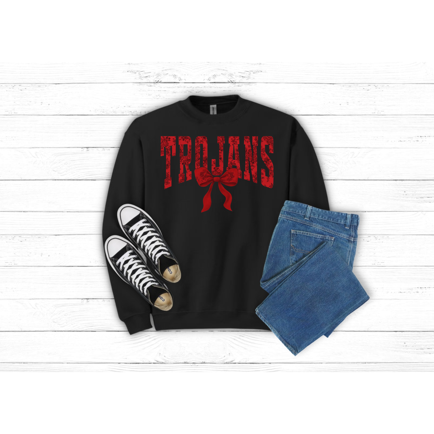 Floral Red TROJANS - Crewneck