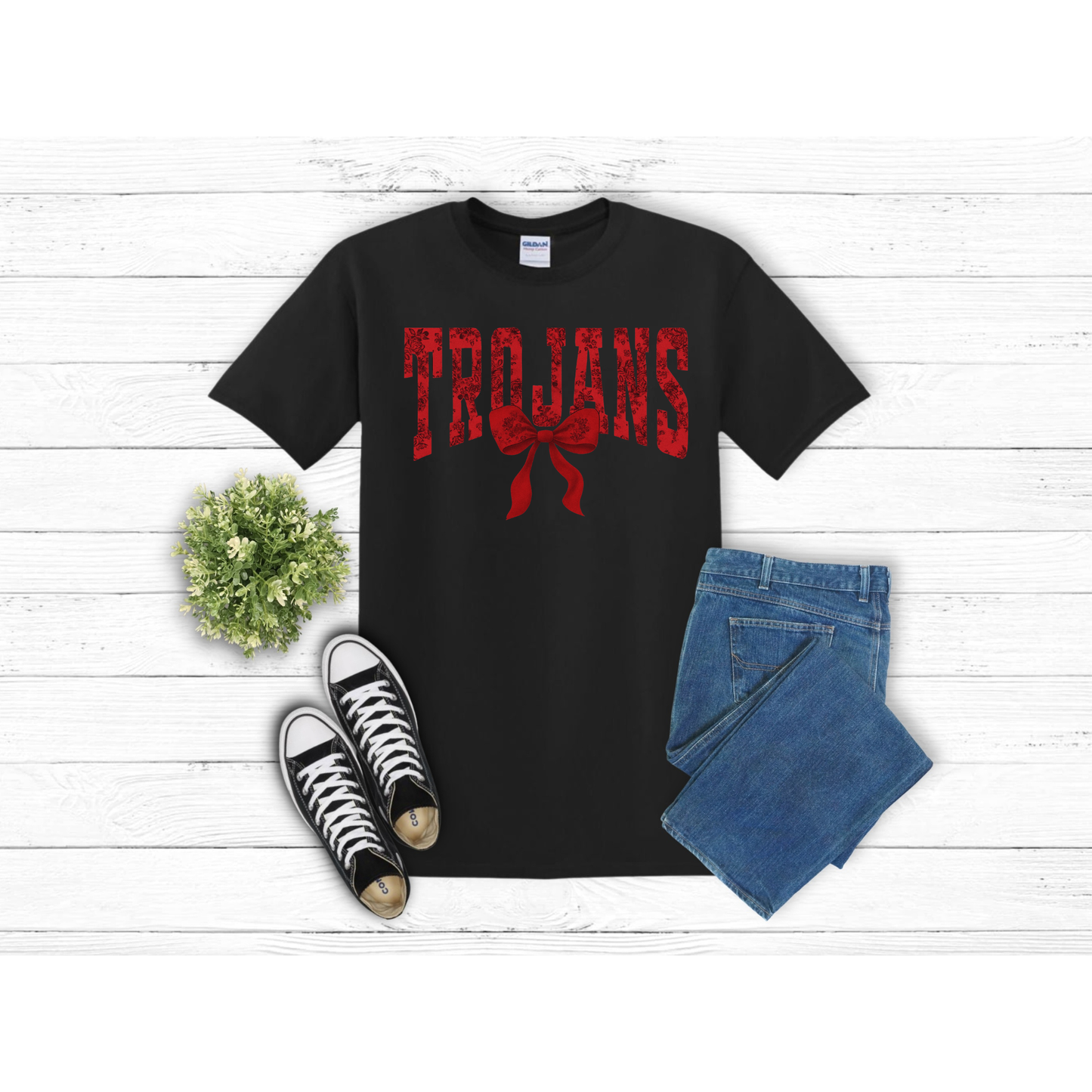 Floral Red TROJANS - T-Shirt