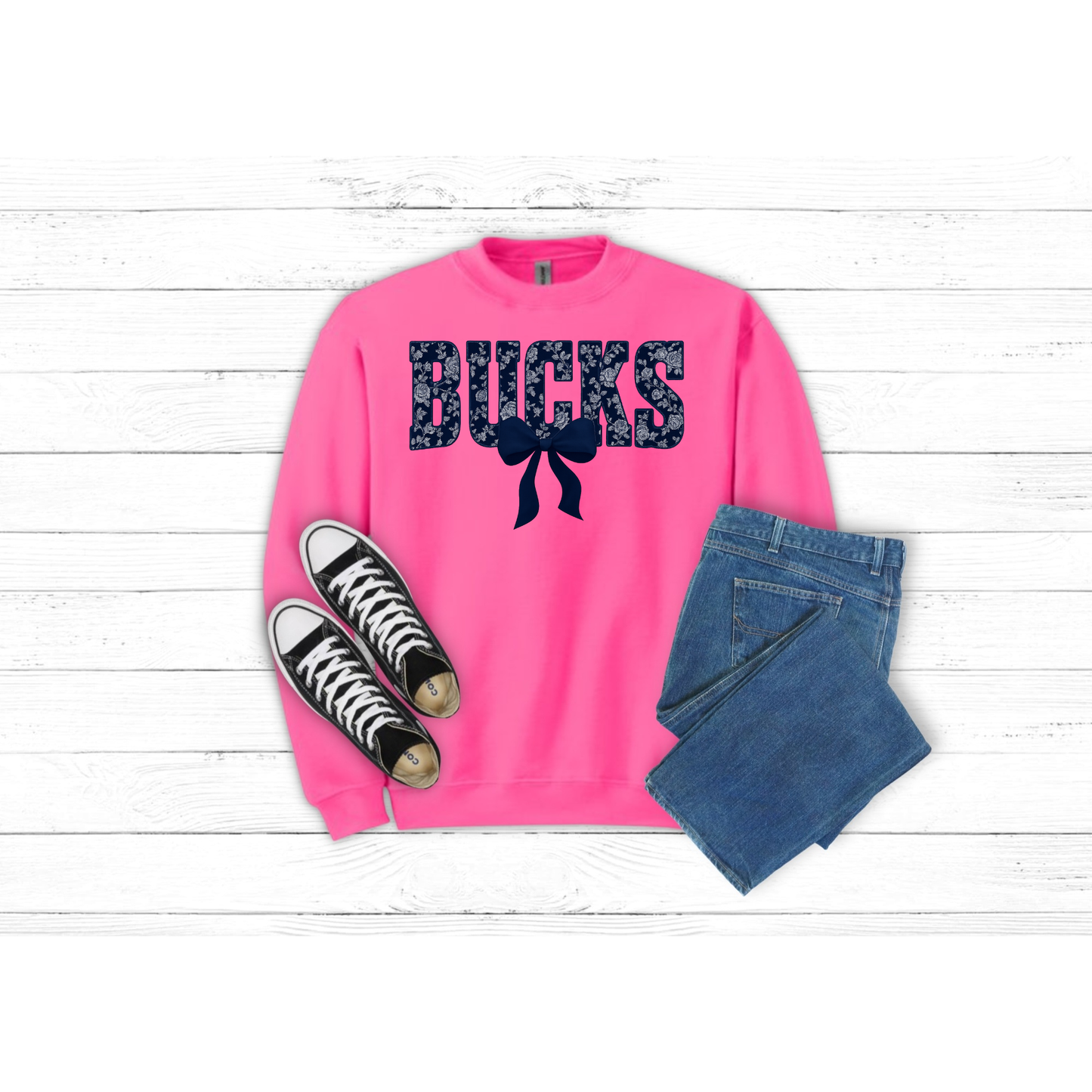 Blue Floral BUCKS - Crewneck