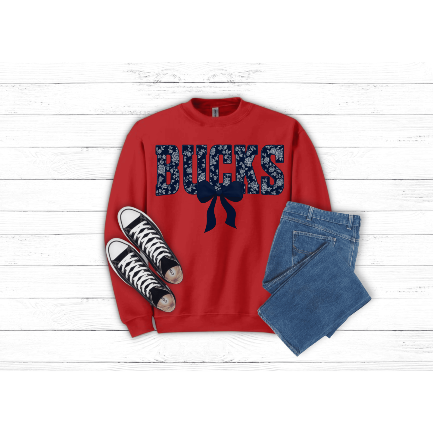 Blue Floral BUCKS - Crewneck