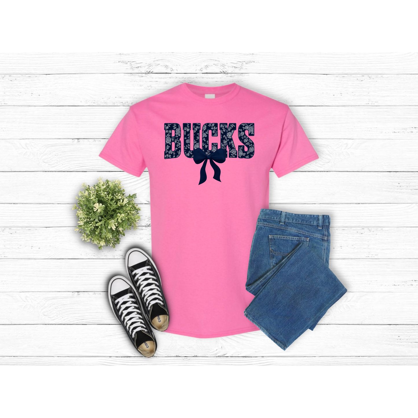 Blue Floral BUCKS - T-Shirt