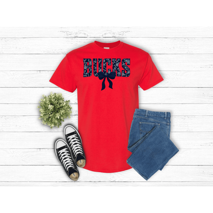 Adult Blue Floral BUCKS - T-Shirt
