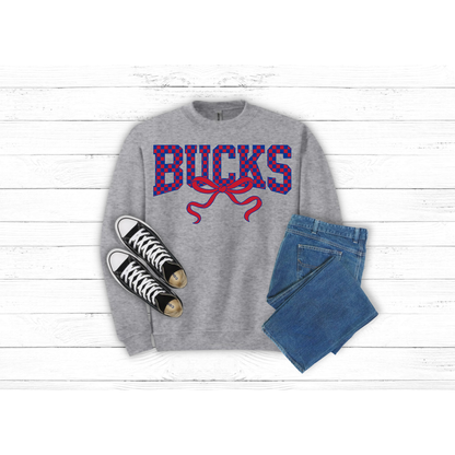 Adult Checkered BUCKS with bow - Crewneck