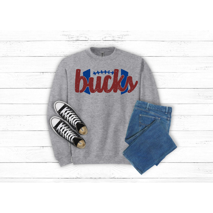 Adult Football w BUCKS inside - Crewneck