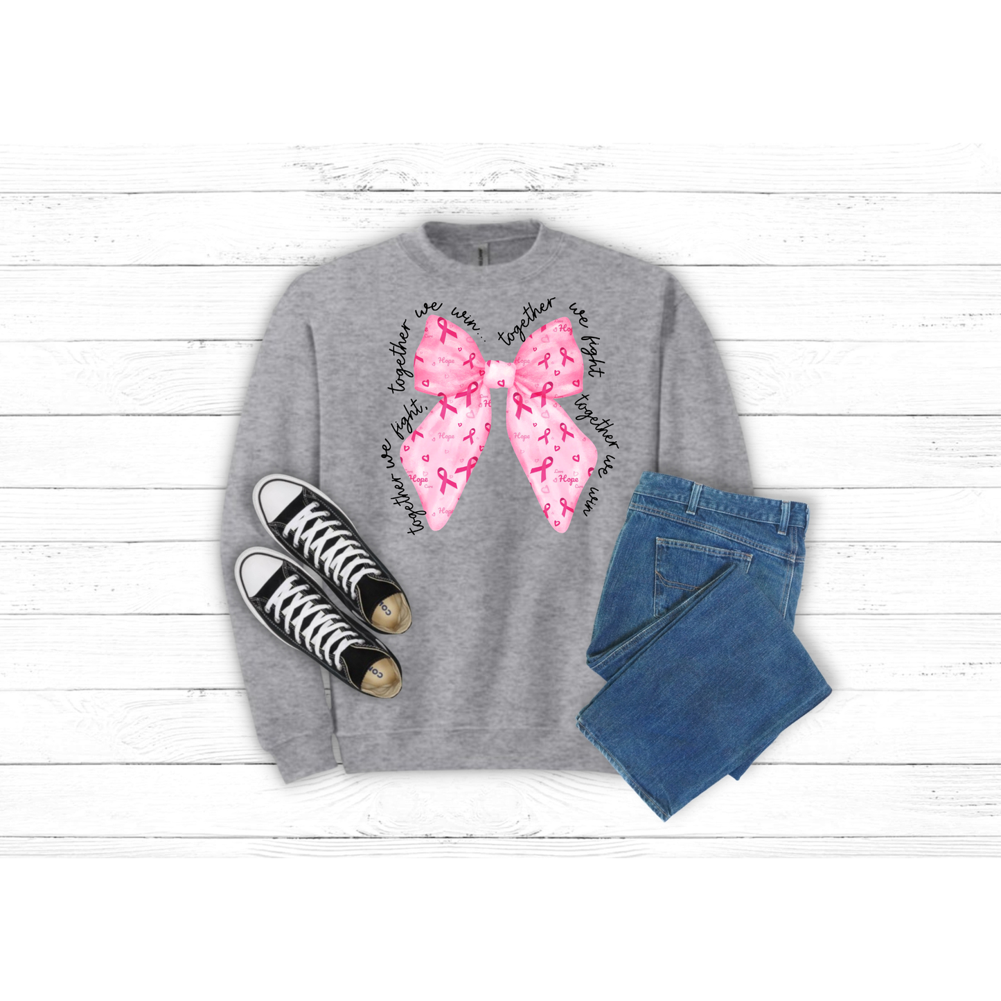 Cancer Together Bow - Crewneck