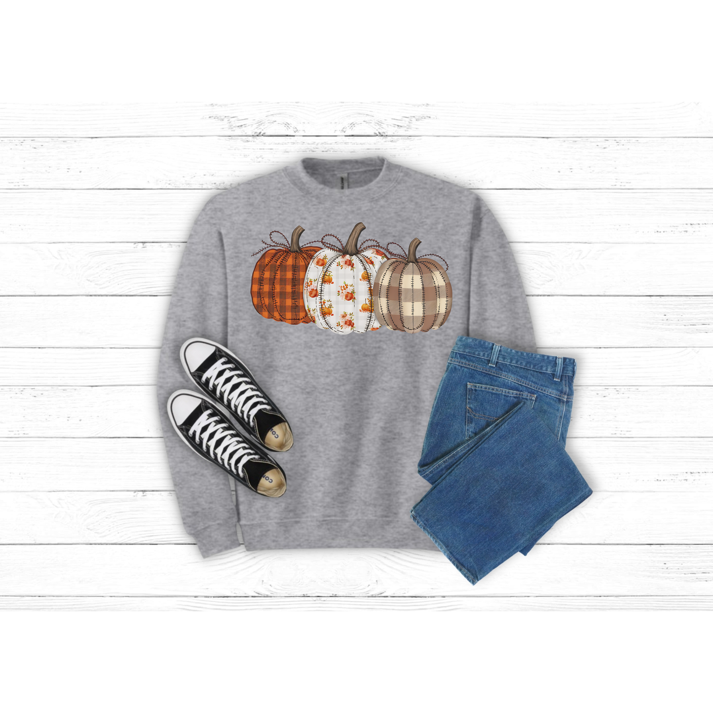 Fall Patched Pumpkins - Crewneck
